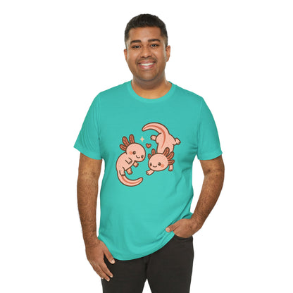 Kawaii Axolotl T-Shirt – Cute Tee with Smiling Axolotls - WhimSpin - https://whimspin.com