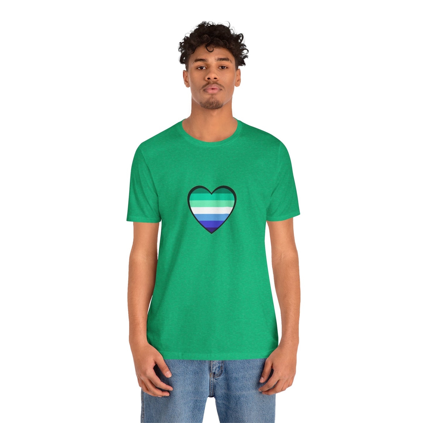 Gay Men’s Pride Flag Heart T-Shirt – LGBTQ+ Flag Design on Unisex Tee