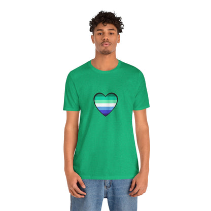 Gay Men’s Pride Flag Heart T-Shirt – LGBTQ+ Flag Design on Unisex Tee