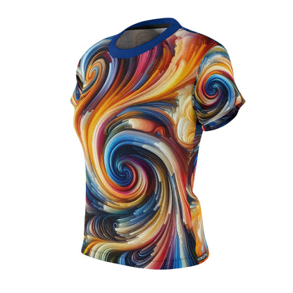 Color Storm Swirl Tee – All-Over Rainbow Brushstroke Women’s Shirt
