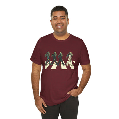 Cthulhu Crossing T-Shirt – Beatles Abbey Road Parody Tee | WhimSpin