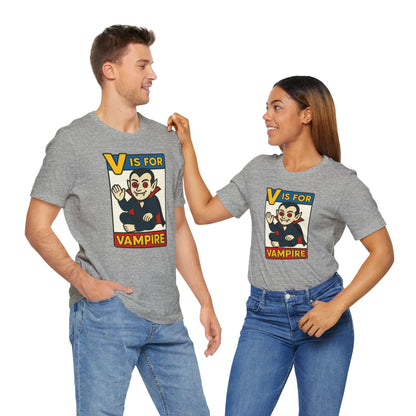 V is for Vampire T-Shirt – Funny Halloween Legend Alphabet Tee