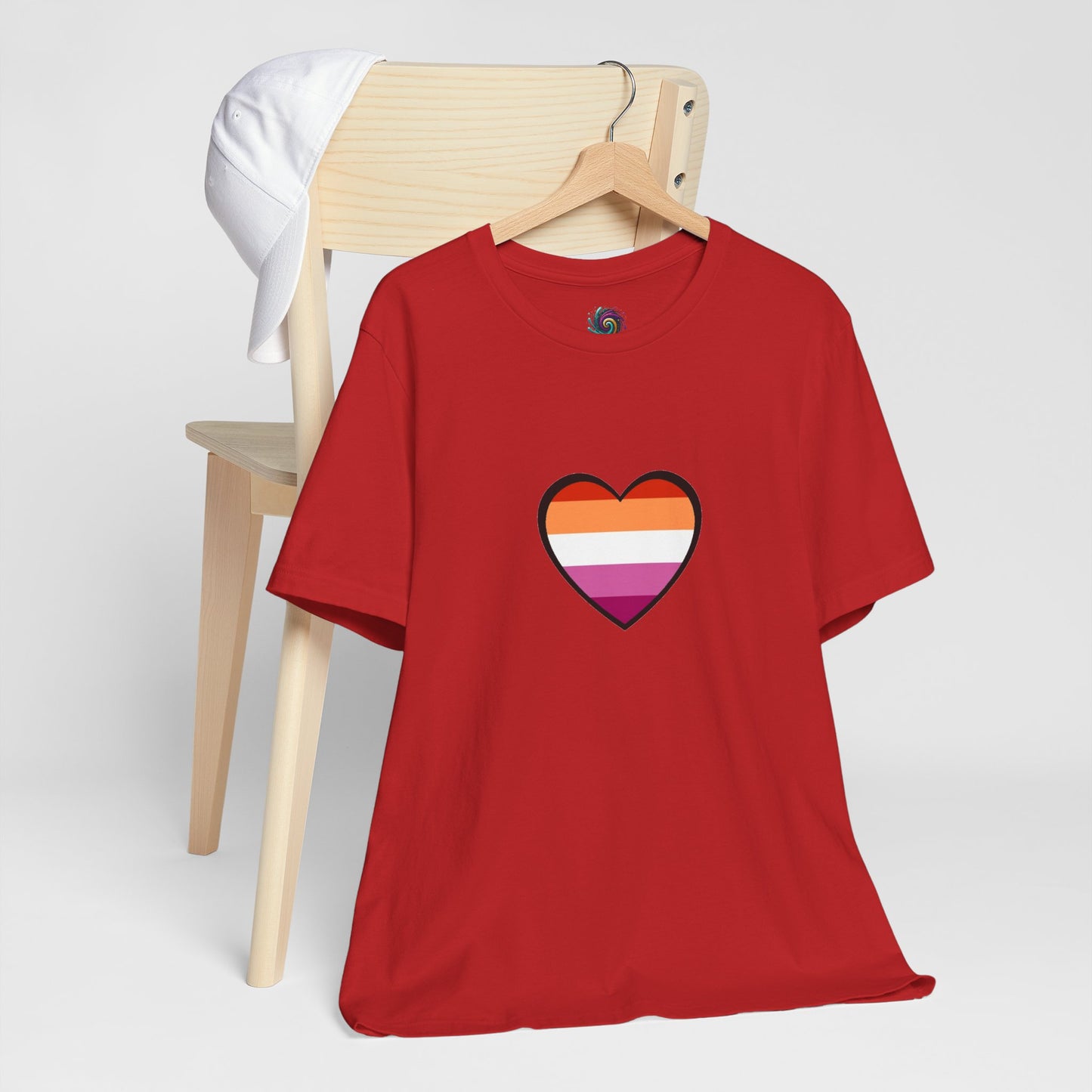 Lesbian Flag Heart T-Shirt – Bold LGBTQ+ Graphic Tee
