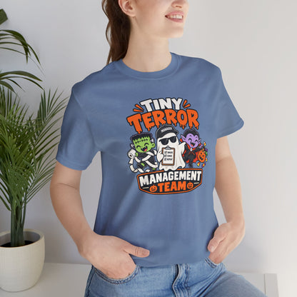 Tiny Terror Management Team T-Shirt – Funny Halloween Parent Tee