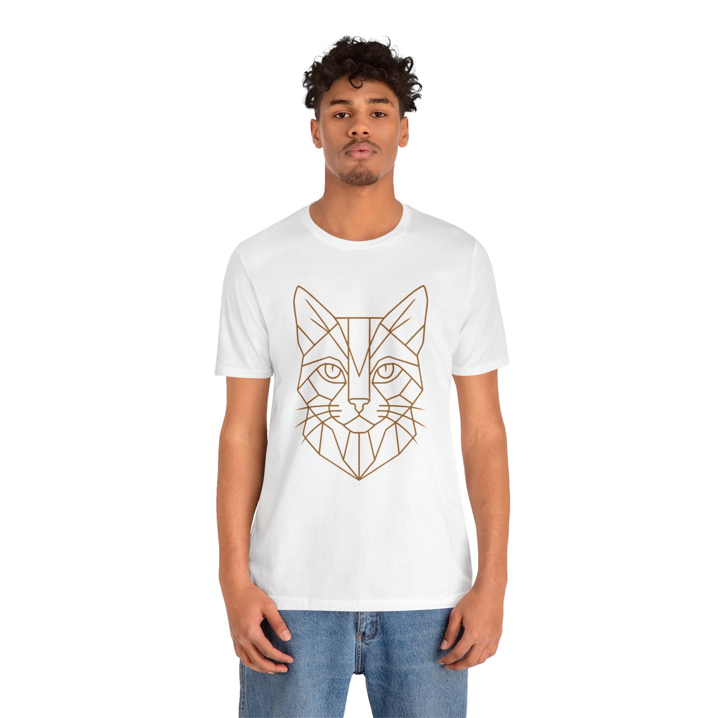 Geometric Cat T-Shirt – Minimalist Line Art Tee