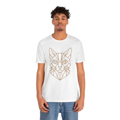 Geometric Cat T-Shirt – Minimalist Line Art Tee