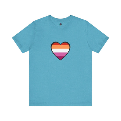 Lesbian Pride Flag Heart T-Shirt – Bold LGBTQ+ Graphic Tee - WhimSpin - https://whimspin.com