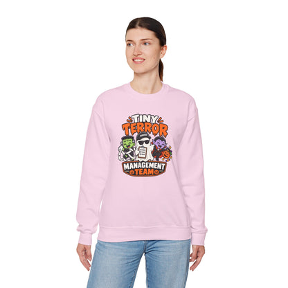 Tiny Terror Management Team Sweatshirt – Funny Halloween Parent Crewneck
