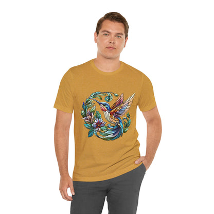Stained Glass Hummingbird Tee – Vibrant Nature Shirt - WhimSpin - https://whimspin.com