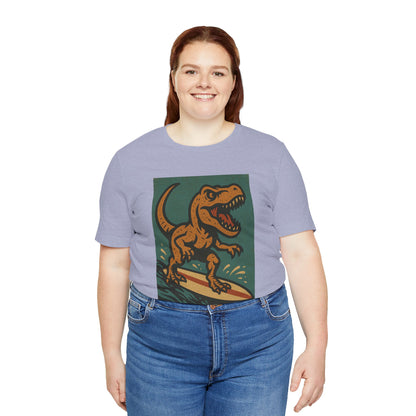 Surfing T-Rex T-Shirt – Funny Dinosaur Surfing Graphic Tee