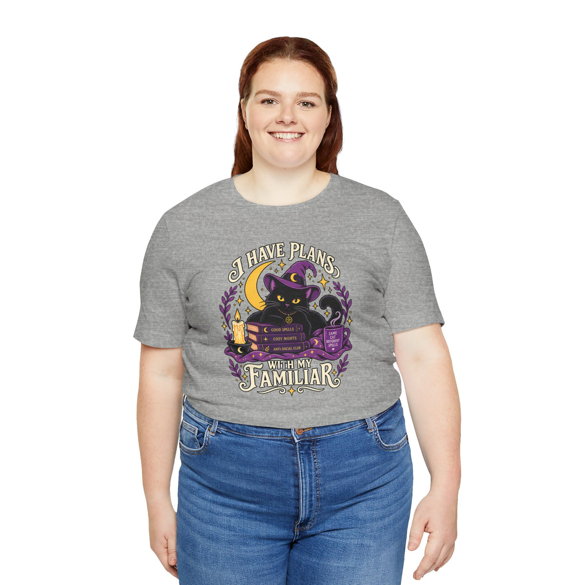 I Have Plans With My Familiar T-Shirt - Funny Witchy Introvert Cat Tee