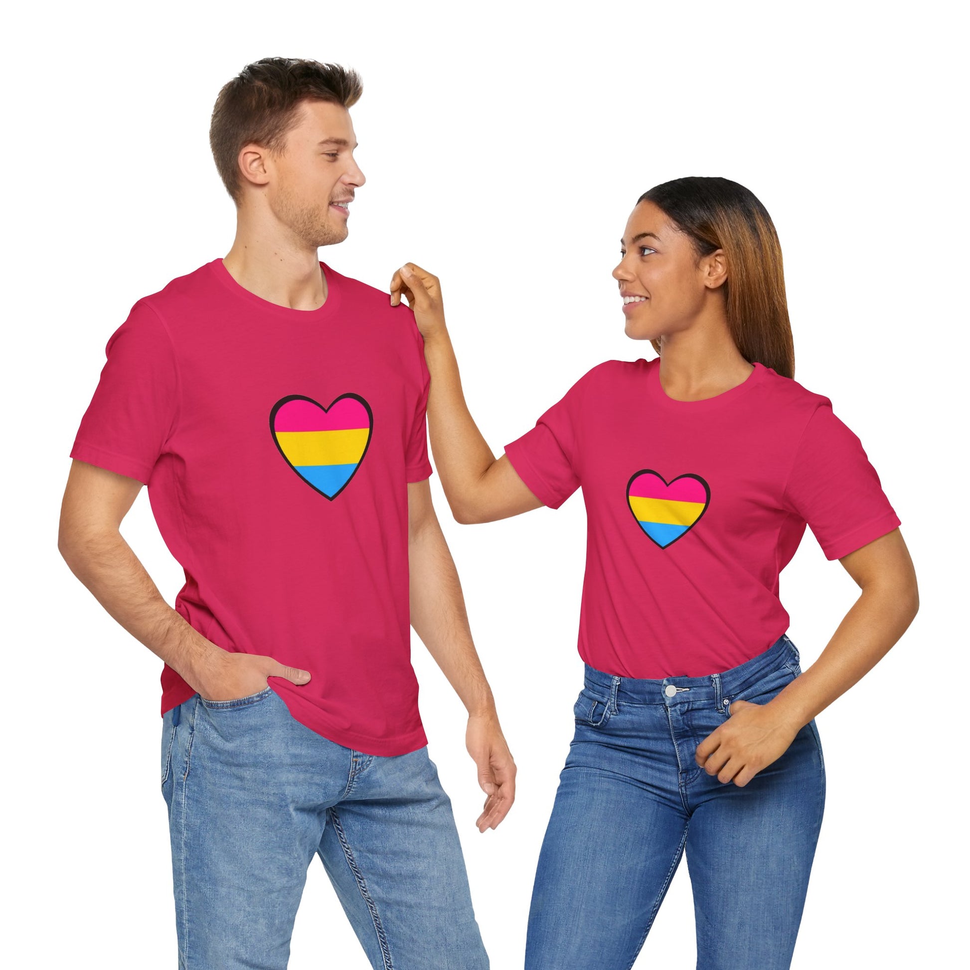 Pansexual Pride Flag Heart Tee – LGBTQ+ Pan Flag Minimalist Shirt - WhimSpin - https://whimspin.com