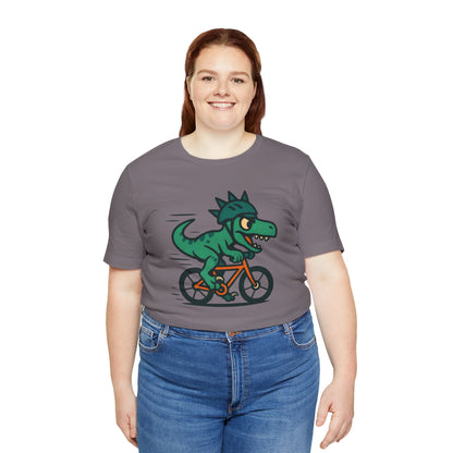 Velociraptor on a Bike T-Shirt – Funny Dino Velo Tee