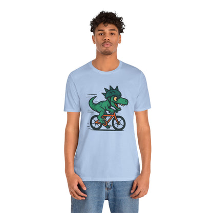 Velociraptor on a Bike T-Shirt – Funny Dino Velo Tee