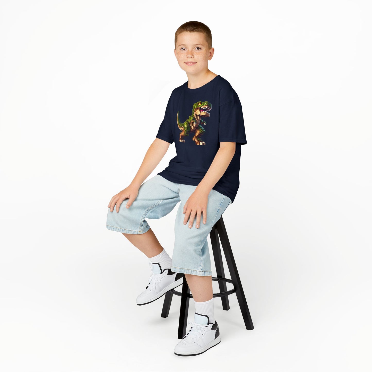 Pixel Dinosaur Kids T-Shirt – Retro Pixel T-Rex Gamer Tee