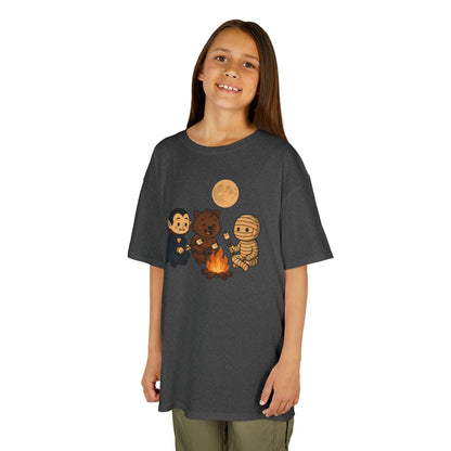 Kids Halloween Monsters Campfire T-Shirt – Cute Spooky Tee