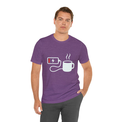 Low Battery Need Coffee Tee – Funny Caffeine Graphic T-Shirt