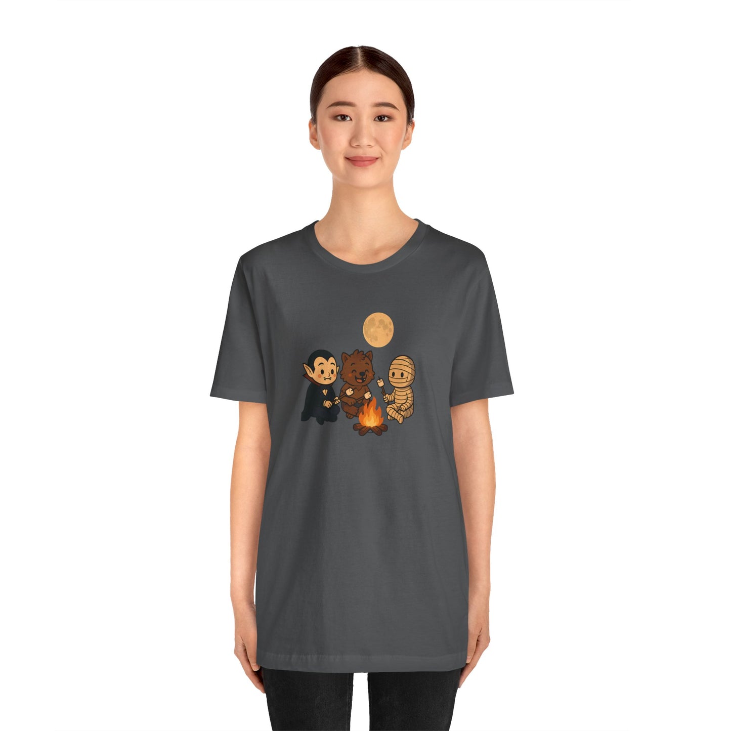 Halloween Monsters Campfire T-Shirt – Cute Monster Shirt with Roasting Marshmallows
