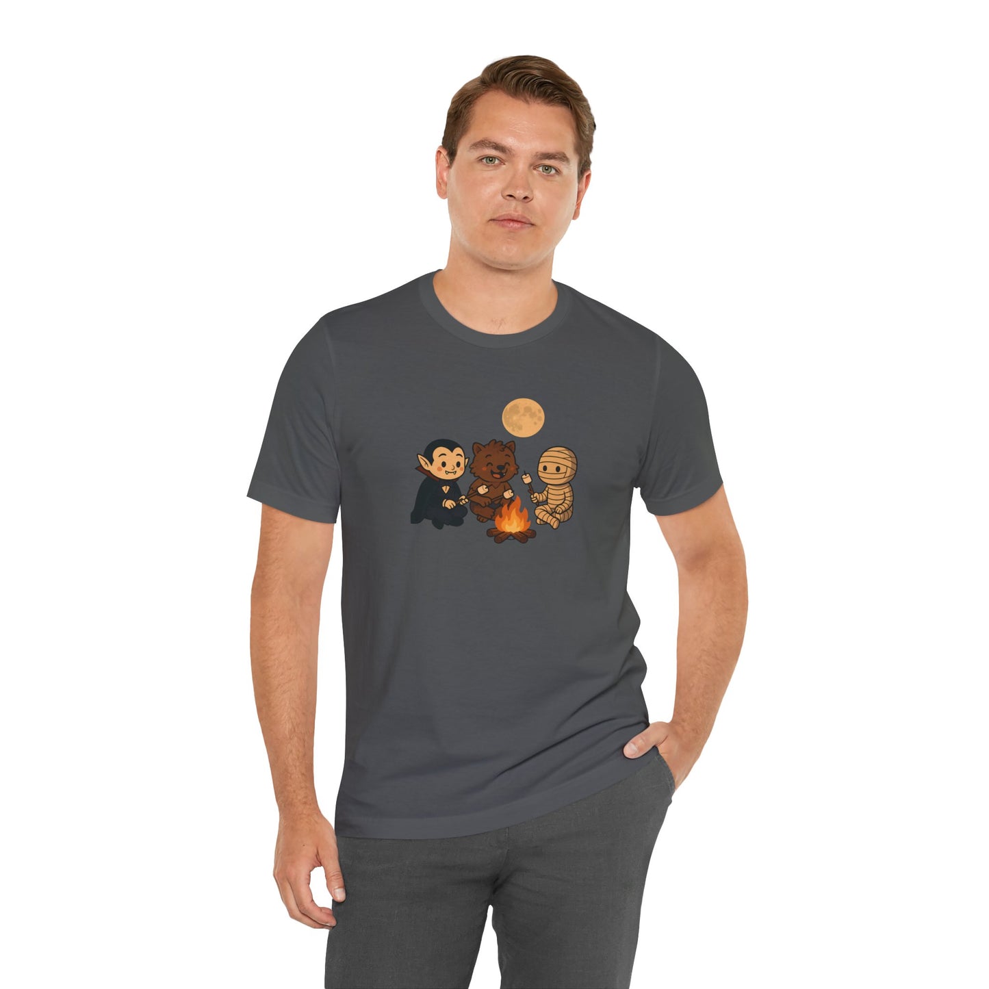 Halloween Monsters Campfire T-Shirt – Cute Monster Shirt with Roasting Marshmallows