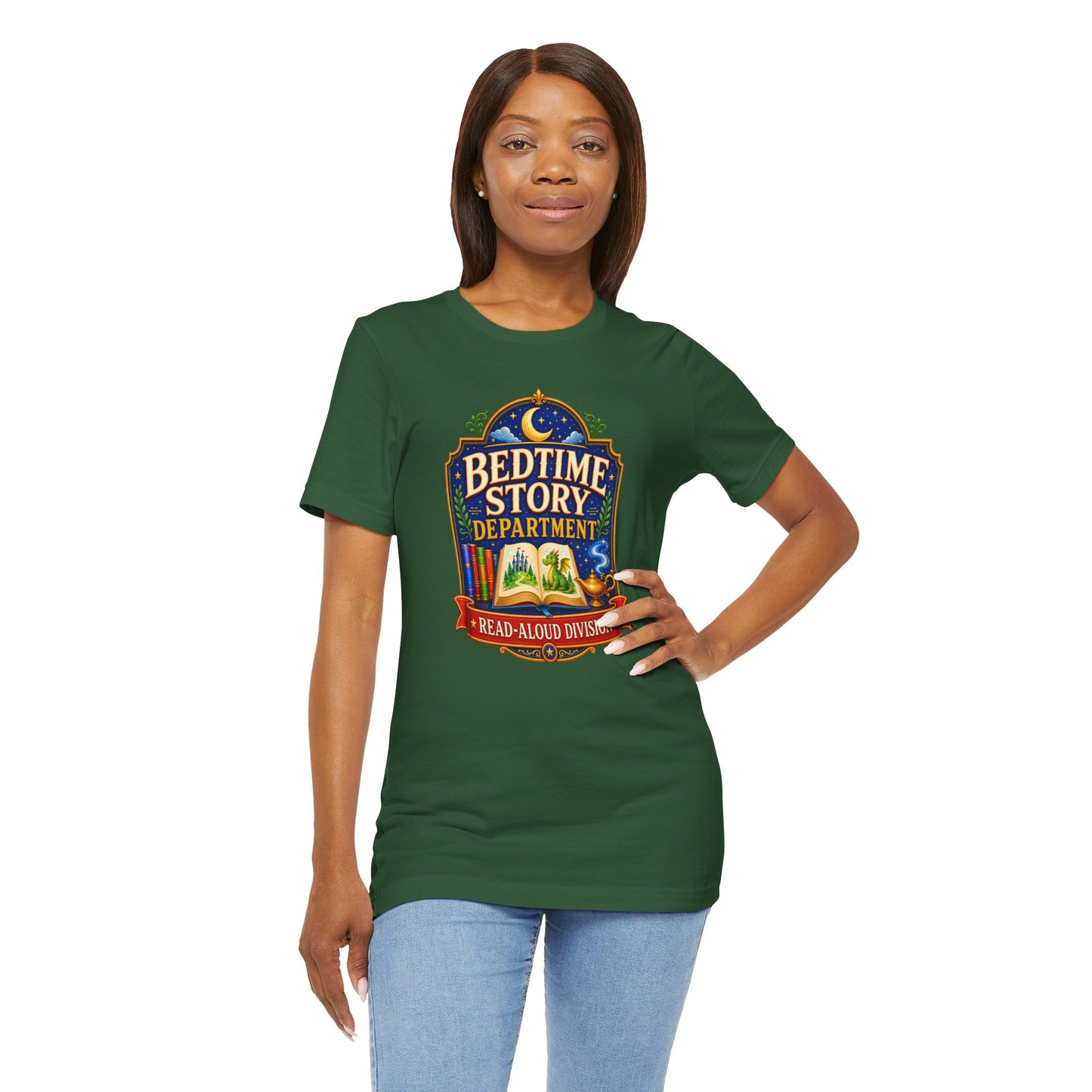 Bedtime Story Department T-Shirt – Read-Aloud Parent Tee