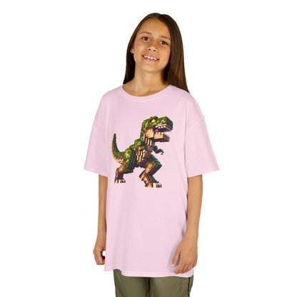 Pixel Dinosaur Kids T-Shirt – Retro Pixel T-Rex Gamer Tee