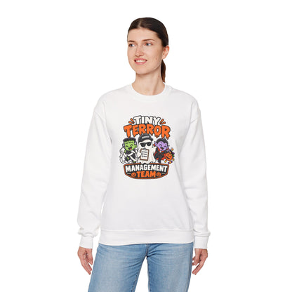 Tiny Terror Management Team Sweatshirt – Funny Halloween Parent Crewneck