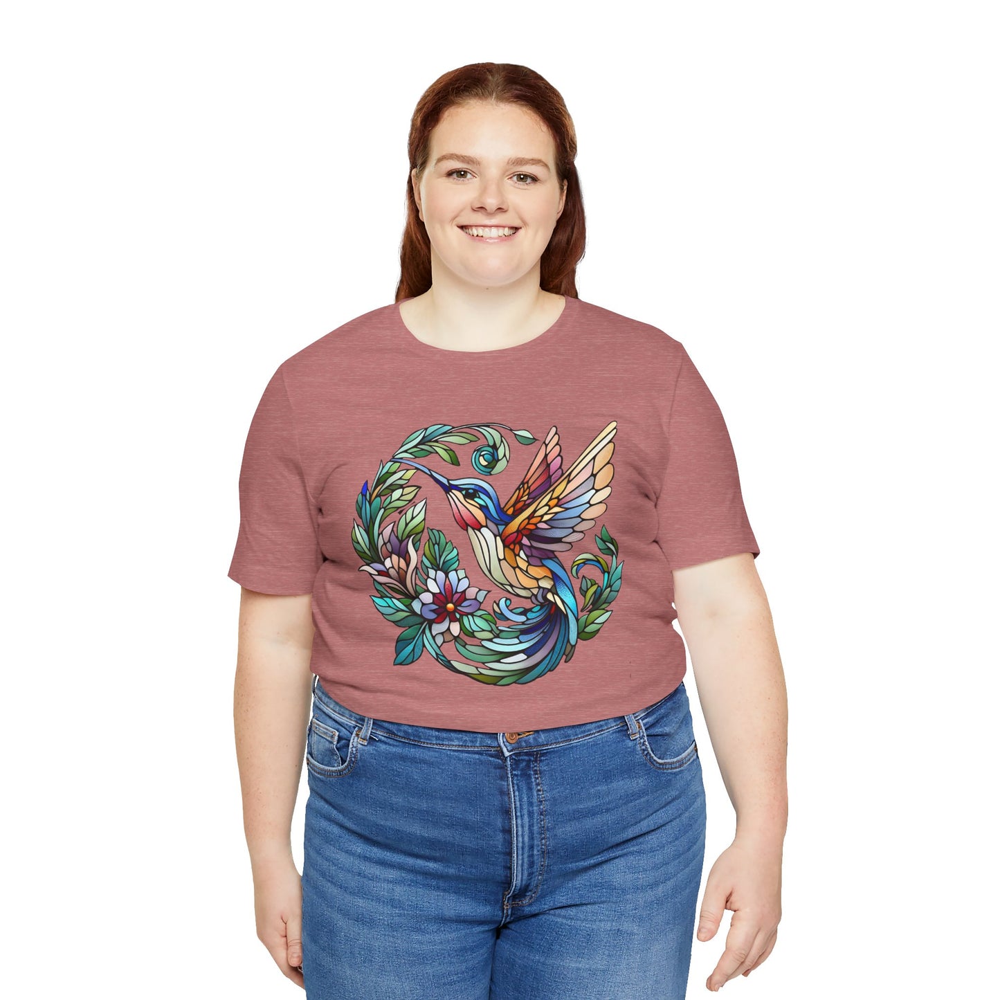 Stained Glass Hummingbird Tee – Vibrant Nature Shirt