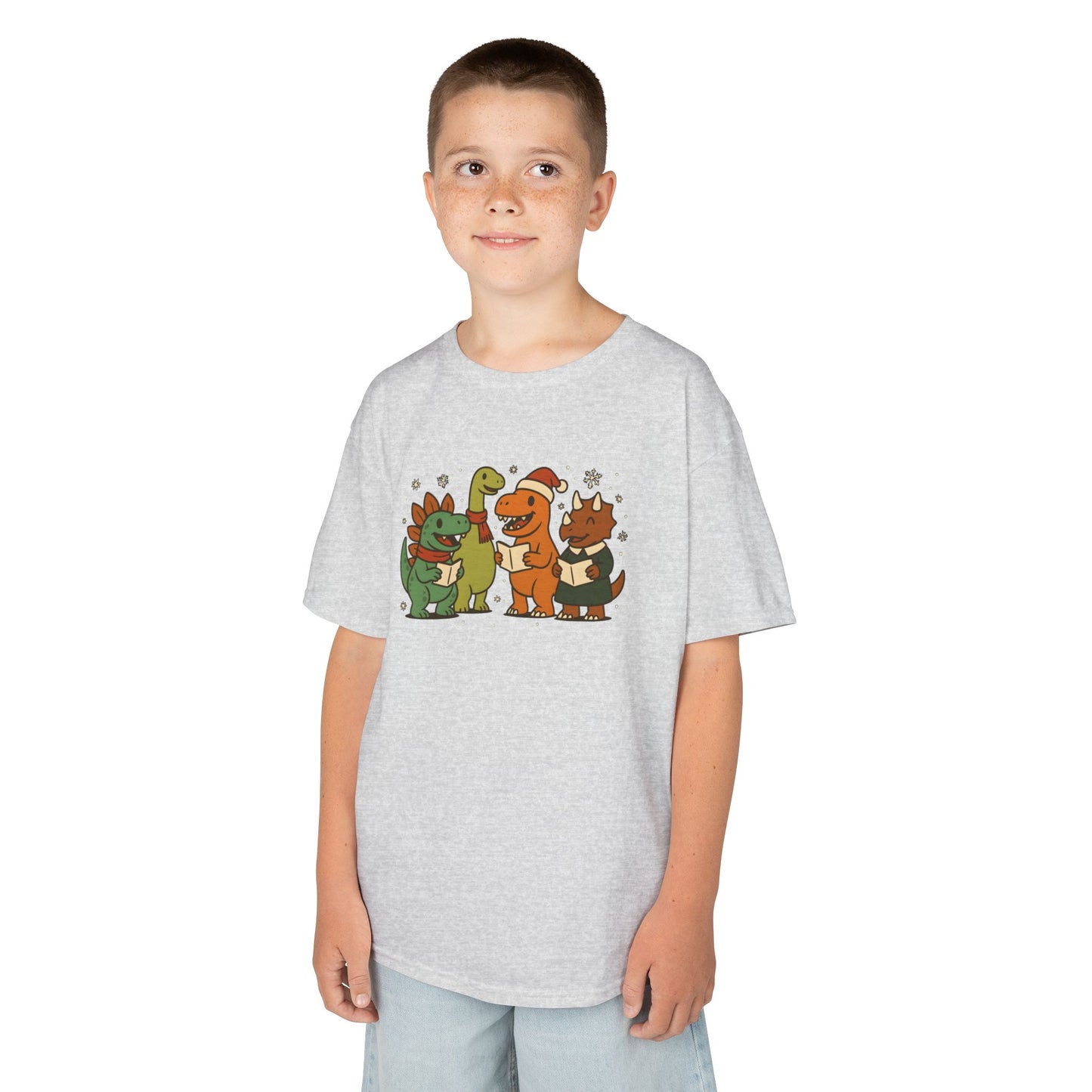 Dinosaur Carolers Kids’ T-Shirt – Cute Singing Dino Christmas Tee