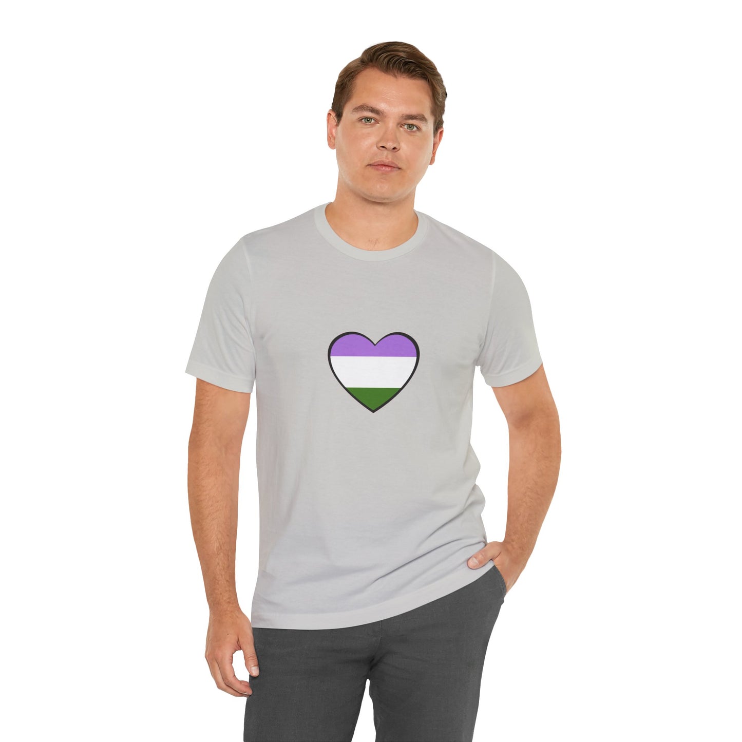 Genderqueer Flag Heart T-Shirt – Unisex LGBTQ+ Graphic Tee
