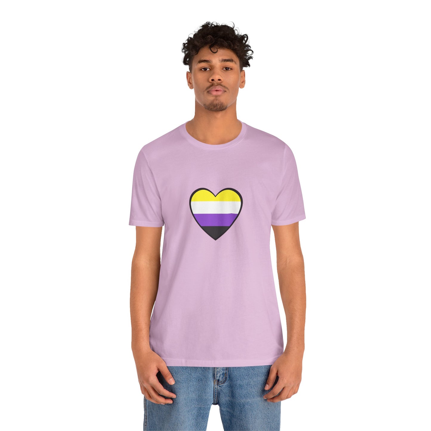 Nonbinary Pride Flag Heart T-Shirt – Unisex LGBTQ+ Graphic Tee