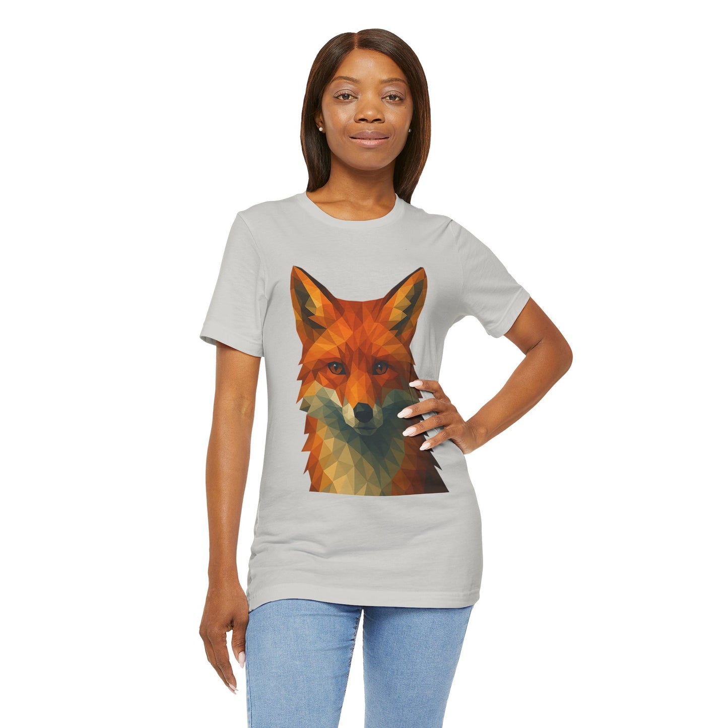 Geometric Fox T-Shirt – Polygon Animal Tee with Nature Vibes - WhimSpin - https://whimspin.com