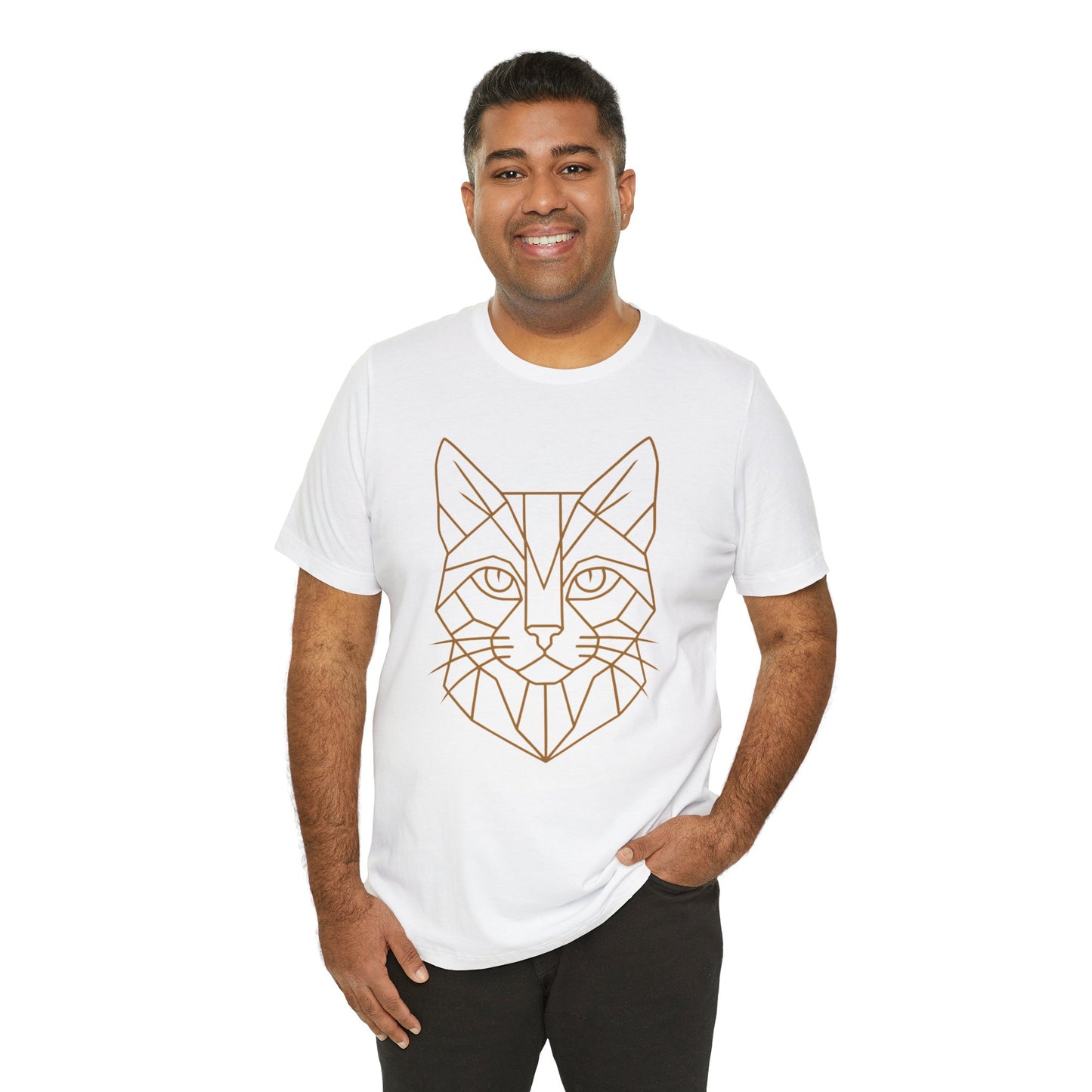 Geometric Cat T-Shirt – Minimalist Line Art Tee