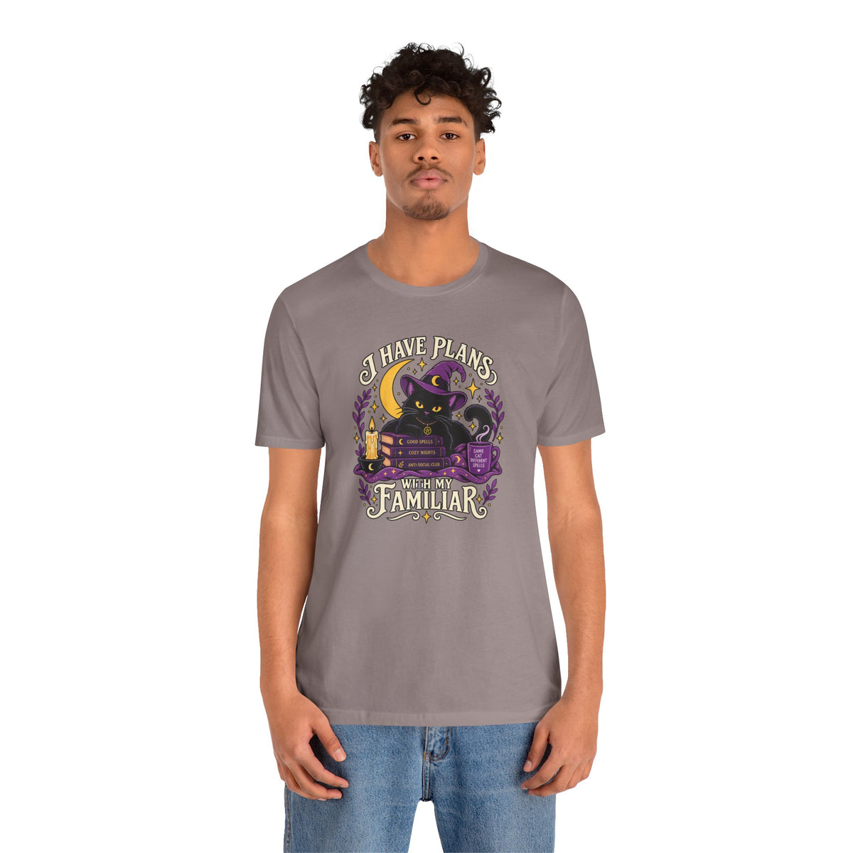 I Have Plans With My Familiar T-Shirt - Funny Witchy Introvert Cat Tee