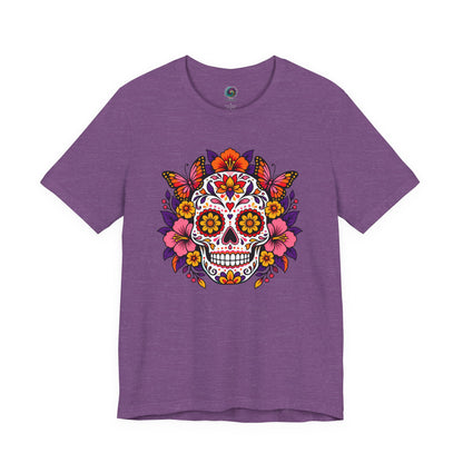 Floral Sugar Skull T-Shirt – Colorful Día de los Muertos Inspired Tee