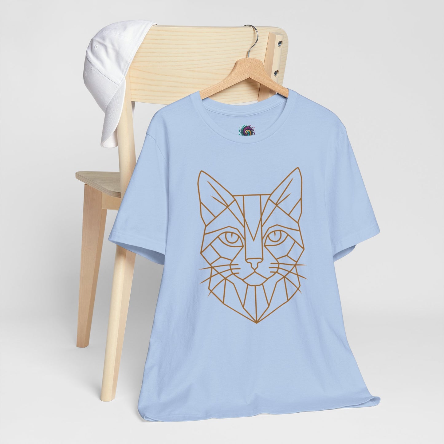 Geometric Cat T-Shirt – Minimalist Line Art Tee