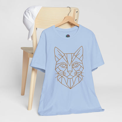 Geometric Cat T-Shirt – Minimalist Line Art Tee