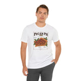 White crew-neck T-shirt with vintage pie anatomy graphic and short sleeves.