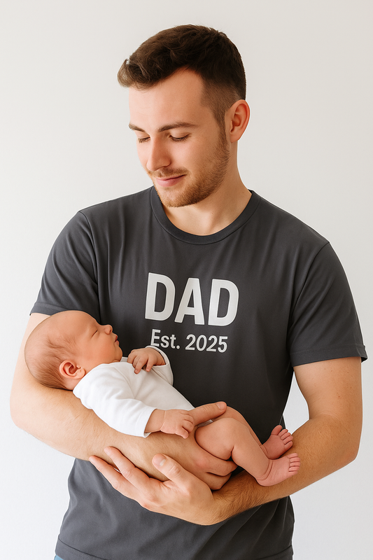 Dad Est. 2025 T-Shirt – New Dad Tee for First Father’s Day - WhimSpin - https://whimspin.com