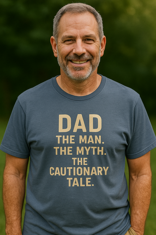 Dad T-shirt – The Man, The Myth, The Cautionary Tale Tee - WhimSpin - https://whimspin.com