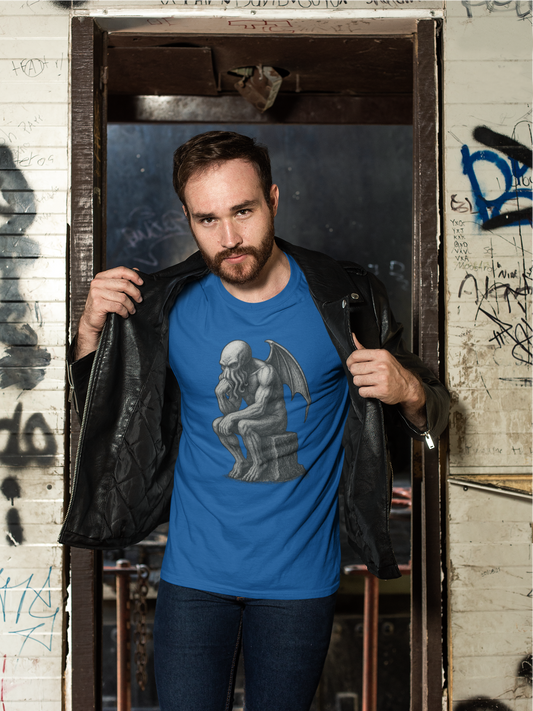 Cthulhu The Thinker T-shirt | Lovecraftian Parody Shirt - WhimSpin - https://whimspin.com