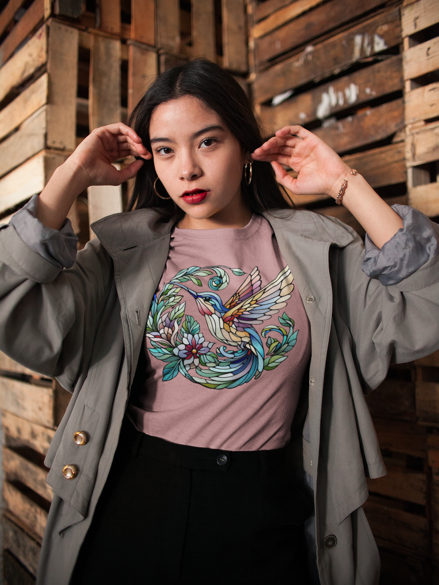 Stained Glass Hummingbird Tee – Vibrant Nature Shirt - WhimSpin - https://whimspin.com