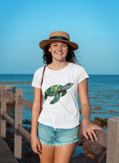 Geometric Sea Turtle T-Shirt – Eco Ocean Vibes Graphic Tee - WhimSpin - https://whimspin.com