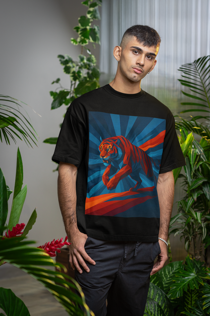 Geometric Tiger T-Shirt – Bold Jungle Animal Tee in Abstract Style - WhimSpin - https://whimspin.com