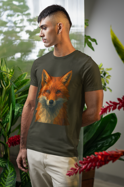 Geometric Fox T-Shirt – Polygon Animal Tee with Nature Vibes - WhimSpin - https://whimspin.com
