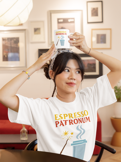 Espresso Patronum T-Shirt – Funny Coffee & Wizard Parody Tee