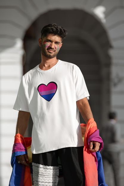 Bisexual Pride Flag T-Shirt – LGBTQ+ Heart Graphic Tee | WhimSpin
