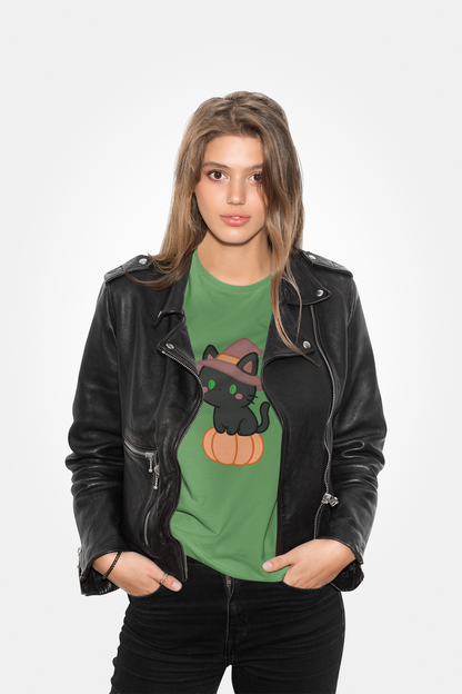 Halloween Cat Shirt – Cute Cat on a Pumpkin Graphic Tee