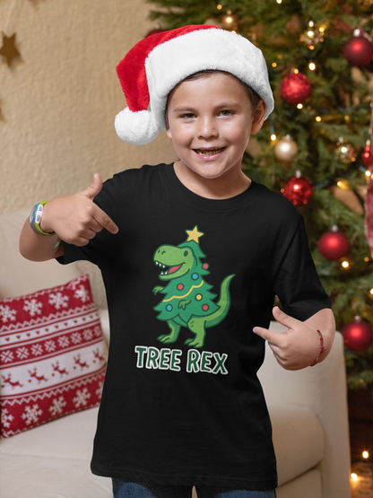Tree Rex Kids’ Christmas T-Shirt – Cute Dino Holiday Tee