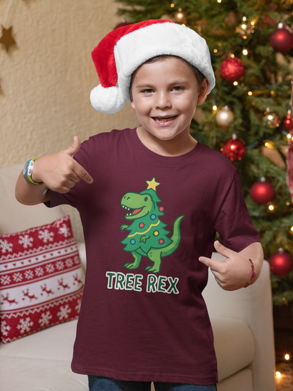 Tree Rex Kids’ Christmas T-Shirt – Cute Dino Holiday Tee