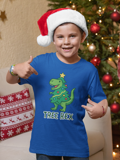 Tree Rex Kids’ Christmas T-Shirt – Cute Dino Holiday Tee